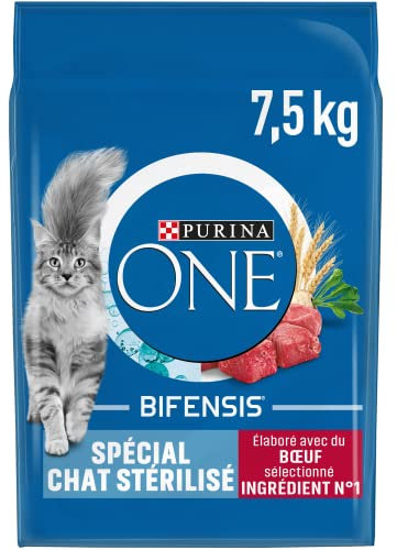 PURINA ONE Bifensis Katzenfutter sterilisiert | Trockenfutter mit Rindfleisch für ausgewachsene Katzen | Beutel mit 7,5 kg