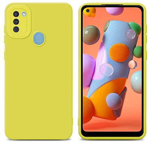 Cadorabo Hülle kompatibel mit Samsung Galaxy A11 / M11 Schutzhülle TPU Silikon Case Liquid Design mit Kameraschutz Slim Kratzfest Weiche Gummi mit Rundumschutz Case Hülle für Galaxy A11 / M11 in Gelb