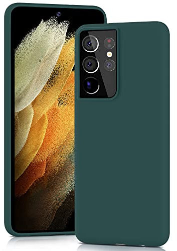 YATWIN Silicone Case for Samsung Galaxy S21 Ultra, Soft-Touch, Shockproof, DustProof, Antiskid Full Body Armour Phone Cover for Samsung Galaxy S21 Ultra - Dark Green