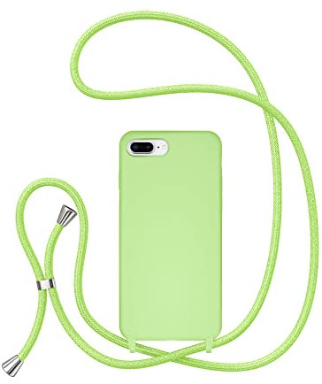 UEEBAI Crossbody Lanyard Phone case for iPhone 7 Plus/iPhone 8 Plus, Silicone Phone Cover Necklace Cord Strap Soft Shockproof Protective Case - Matcha green