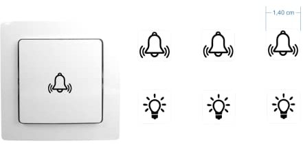 Schalter Aufkleber Set mit 3 x Glocken und 3 x Licht Symbol Aufkleber (RP14) (14 mm)