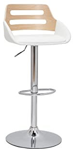 Miliboo Barhocker, klappbar, Design Weiß und Eiche Pernik