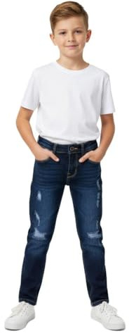 A2Z 4 Kids Boys Straight Fit Stretch Jeans Casual Denim Trousers Everyday | Relaxed Bootcut Design Featuring Distressed Details For Trendy Outfits