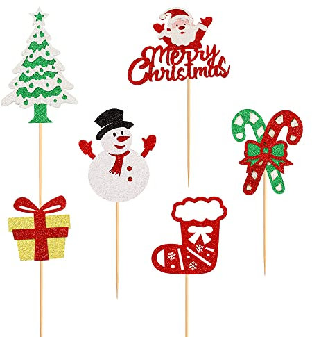 24 Stück Frohe Weihnachten Cupcake Toppers Weihnachten Schneemann Weihnachtsbaum LKW Winter Urlaub Neujahr Zeremonie Cupcake Picks Weihnachtsfest Kuchen Dekorationen
