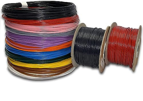 MKGT 12V 24V Single Core Automotive 1.0mm² 2.0mm² Stranded Copper Cable Thin Wall Wire 16.5/25 Amps (BLACK 2.0mm², 10M Coil)