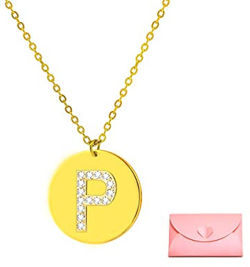 Damen-Halskette mit Initialen-Buchstaben, mit schöner Geschenkbox, Edelstahl-Anhänger mit Buchstaben-Anhänger, billiger Umschlag mit origineller Nachricht, standard, Edelstahl, Nicht zutreffend