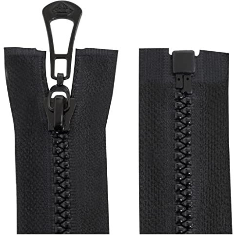 Aerzetix - C64118 - Set di 2 Cerniere Lampo iniettate N°5 75cm autobloccante separabile - tiretto Decorativo in Metallo - Colore Nero - Rete cursore merceria Cucito Giacca