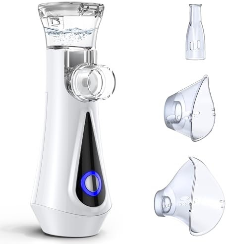 Fiitas Nébuliseur Inhalateur, Aerosol pour Adultes et Enfants, Nébuliseur Portable avec Masques et Buse, Ultra-silencieux <25DB, Medicine Cup 15ml, Convient pour un usage domestique et de voyage