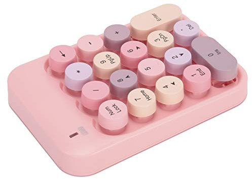 Zunate Drahtlose Zehnertastatur, Digital Numpad 18 Tasten Ergonomische Ziffernblock-Tastatur mit 2,4-G-USB-Empfänger und Schokoladentastatur für Laptop/PC/Desktop (Rosa)