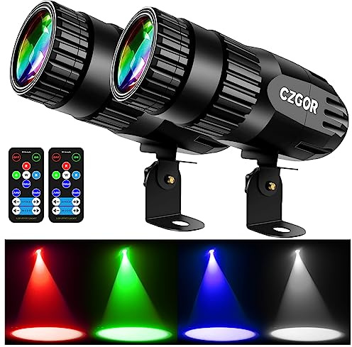 Led Pinspot Light 2 Pack, Czgor 15W Disco Ball Spotlight RGBW 4-in-1 Lights