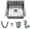 XJYMCOM Kitchen Sink Stainless Steel Undermount Sink Square Inset Single Bowl with Drainer Waste for Kitchen Utility Room Bar 430 x 430 x 210 mm (43 X 43 X 21cm)