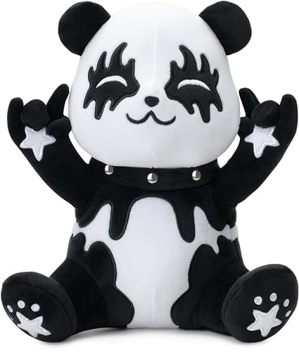 corimori Kuscheltier 25cm, Tin der Metal-Panda | Plüschtier, Panda-Kuscheltier für Fans von Kiss, schwarz weiß