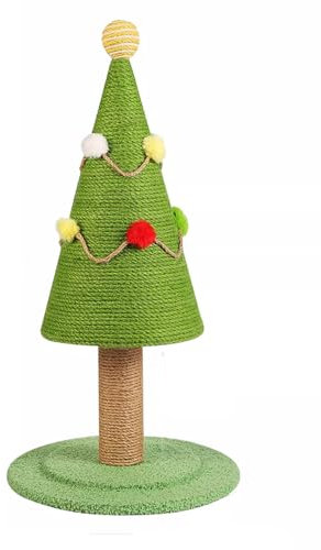Tainrunse Rascador duradero para gatos, para escalar, estirar, diseño de árbol de Navidad, con bola de felpa, simulación de césped, juguetes grandes resistentes al desgaste, color verde