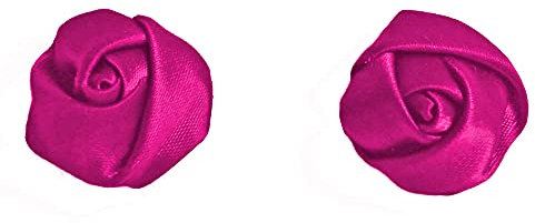boucles d'oreilles clips fleur en satin (rose fuchsia)