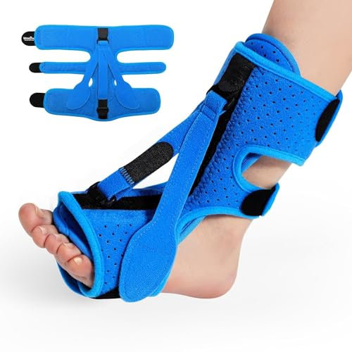 Welnove Plantar Fasciitis Relief Night Splint, Adjustable Foot Relief Brace Fit Women Men, Foot stretcher for plantar fasciitis, Support Relief Foot Drop Achilles Tendonitis Day Night - Blue