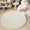 TAPISO Cuddle Teppich Rund Hochflor Creme Langflor Shaggy Einfarbig rutschfest Weich Waschbar Wohnzimmer Schlafzimmer Kinderzimmer ÖKOTEX 120 x 120 cm