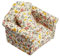 LATRAT Puppenhaus Sofa, 1:12 Puppenhaus Miniatur Möbel Modell Tuch Blumenmuster Couch Sessel Sofa Mit Kissen, Zubehör Blumenmuster Mini Möbel Sofa Set mit Rückenkissen (Gelbe Blumen)