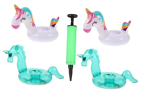 Zerodeko 4 Pièces Porte-gobelet Gonflable Jouet Bain Jouets de Bain pour Enfants Fournitures de fête d'anniversaire Licorne Jouets d'extérieur sous-Verres colorés Unique Réutilisable