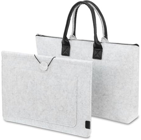 Laptop Hülle 15 Zoll - Modell 1: 44 x 35 cm + 40 x 28 cm - wasserdichte Laptoptasche, Notebook PC Schutzhülle, Filz-Laptop Sleeve Hellgrau