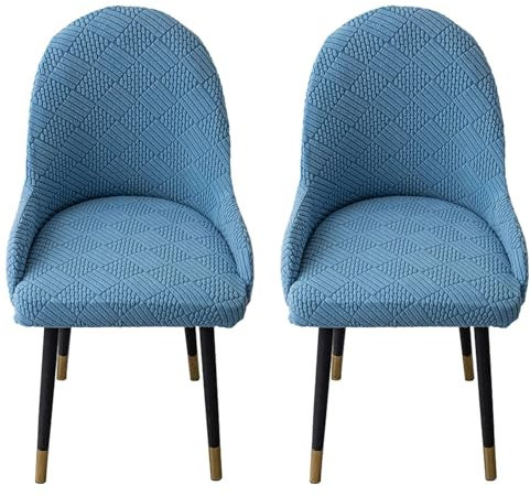 ZRCYXDW Fundas Sillas De Comedor Elasticas, Comedor Sillas Cubiertas con Brazos Respaldo con Reposabrazos Extraíble Fundas para Sillas De Comedor Lavable para Comedor-Azul-Pack de 2