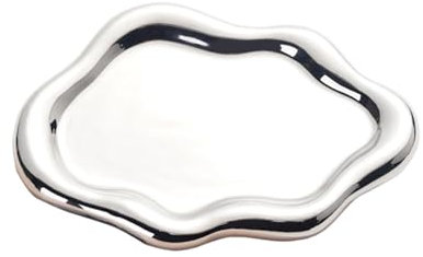 Mitoydoe Parfüm-Tablett, Keramik-Schmucktablett, Schmuckschale, Wolken-Design, Schminktisch, Schlüsselhalter für Damen Silber Runden