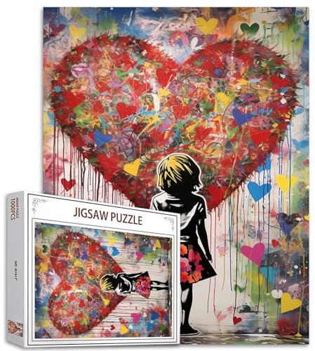 Tucocoo Banksy Little Girl Puzzle für Erwachsene, 1000 Teile, Graffiti-Liebe-Pop-Art-Puzzle, buntes DIY-Handarbeitspuzzle, für Heimdekoration, Geschenke, Familienpuzzle, perfekt für Spieleabende