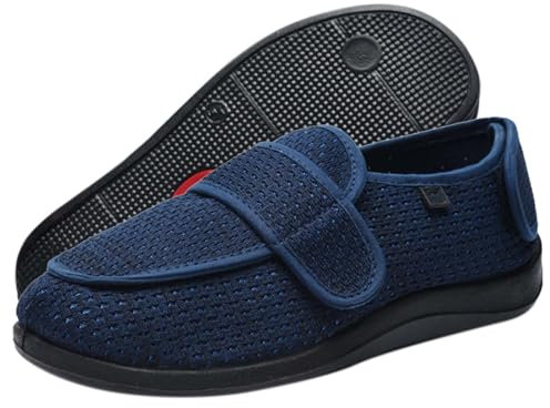 AZMAHT Hausschuhe Hallux valgus Damen Herren Diabetiker Schuhe Diabetiker Schuhe Herren Extra Weit Diabetiker Schuhe Damen für Geschwollene Füße Senioren,Blau,42.5EU