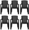 simpa Stackable High Back Plastic Rattan Effect Garden Chairs - Graphite Set of 6
