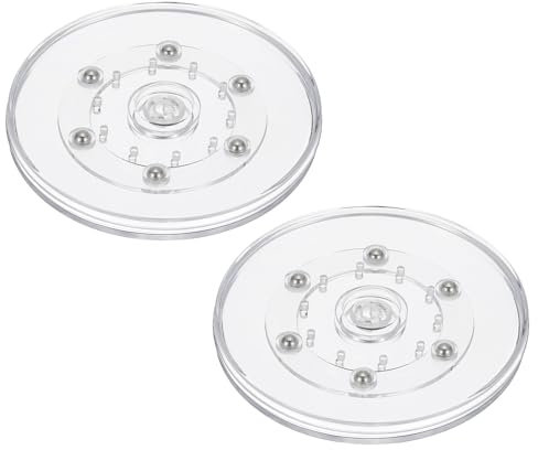 PATIKIL 5 Inch Heavy Rotating Swivel Stand, 2Pcs 360˚ Rotation Lazy Susan Turntable with Steel Ball Bearings for Model Base Rotating Plants TV Computers Monitors, Clear