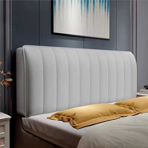 rackbone Antifouling/verschleißfest/atmungsaktiv Bett Kopfteil Bezug,All Inclusive Kopfteil Bett,Dekoration Bett Kopfteil,Schlafzimmer Streifen Dekoration Bett Kopfteil Bezug (hellgrau, 180cm)