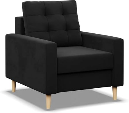 Mebligo - Sessel Wohnzimmer Blank, Relaxsessel im Skandinavischen, Loungesessel Moderne, Sessel & Stühle - schwarz (Mikrofaser 15)