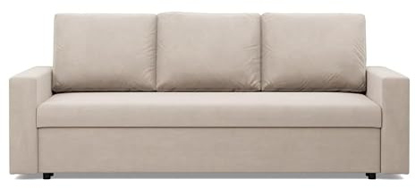 Mebligo - NEO Kollektion Sofa 3 Sitzer Mit Schlaffunktion 220 x 92 x 85 cm, Schlafsofa Klein Mit Bettkasten, Wohnzimmer 3 Und 2 Sitzer, Beige