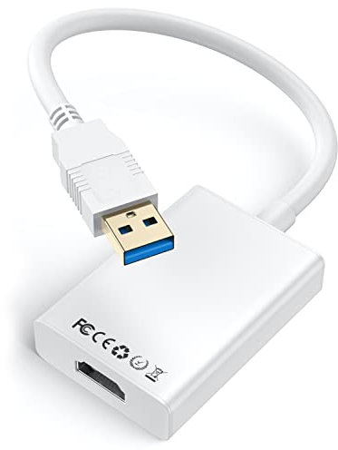 Adaptateur USB vers HDMI pour Windows XP/7/8/8.1/10/11/Android, USB 3.0/2.0 Full HD 1080p Vidéo Audio Graphique Multi Moniteur Miroir/Expansion Câble Convertisseur Compatible avec PC/HDTV/Projecteur