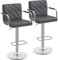 Yaheetech Juego de 2 Taburetes de Bar de Polipiel Sillas de Bar Giratorias de Altura Ajustable con Respaldo Reposapiés Reposabrazos para Bar Cocina Hogar Gris Oscuro
