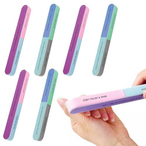 YAYNO 6 Piezas Bloque de Pulido de 7 Vías para Uñas limas pulidoras de uñas lima pulidora multidimensional lima de uñas multifuncional Limas con Doble Cara para Uso Doméstico o Salón de Belleza