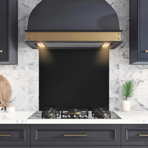 eR Home 600x500MM Stainless Steel Splashback for Kitchen With Black Brushed Finish, 1mm Thick Kitchen Splashback for Cooker with Adhesive/Glue included | Easy to Install & Clean