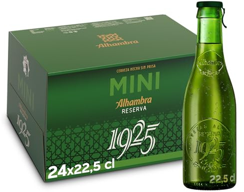 Alhambra Reserva 1925 Mini, Cerveza Lager, Pack 24 Botellines x 22,5cl