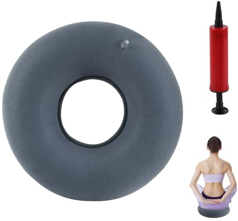 Sittring efter operation, hemorrojdsittdyna, 34 cm uppblåsbar ringkudde, svanskotakudde, lindringsmunkkudde med pump, för sängsår, rullstolar, kontorsstol, hemorrojder