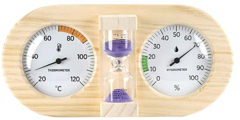 CAXUSD Thermometer Doppelt Sauna und Hygrometer mit 15 Minuten Sanduhr