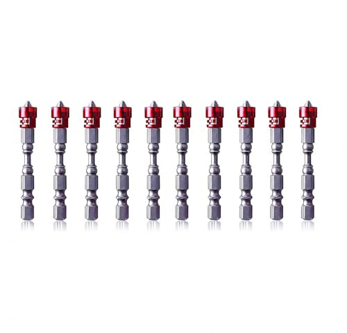 Uadme Juego de 10 Puntas Destornillador Phillips PH2 Imantadas, 65mm Antideslizante Cabeza Cruzada Broca, para Tornillos Paneles de Yeso