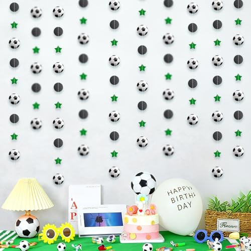 Gleemix Fußball Deko Girlande Set, 4 Stück Fussball Girlande, 8 m Fußball Deko Geburtstag Girlanden, Fussball Girlanden Dekorationen für Geburtstag, Thema Party