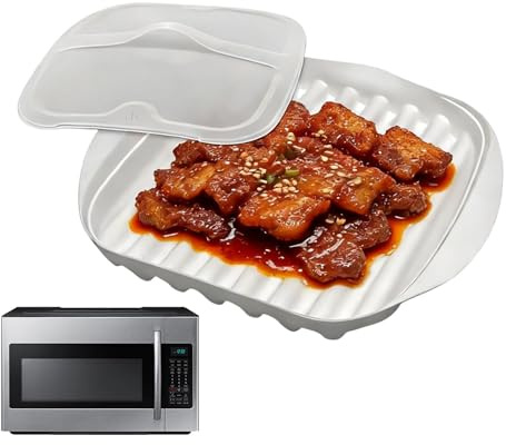 Bacon Cooker | Non-Sticky Kitchen Gadgets - Microwave Bacon Cooker Tray Plate - for Pizza Meat Hot Dogs Sausage Tacos Meal Prep Home Kitchen