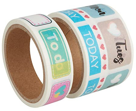 Rayher Hobby Rayher 60892000 Washi Tape Set Life Planner, sortiert, 15mmx5m + 30mmx5m, Box 10m