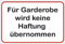Schild Für Garderobe wird keine Haftung übernommen aus Alu/Dibond 140x200 mm - 3 mm stark
