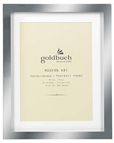 goldbuch 96 0114 Bilderrahmen Modern Art, Portraitrahmen, Format 15 x 20 cm | Silberner Portraitrahmen mit Aufsteller und Wandaufhängung, Fotorahmen aus Metall für Hochformat & Querformat, Galerierahmen