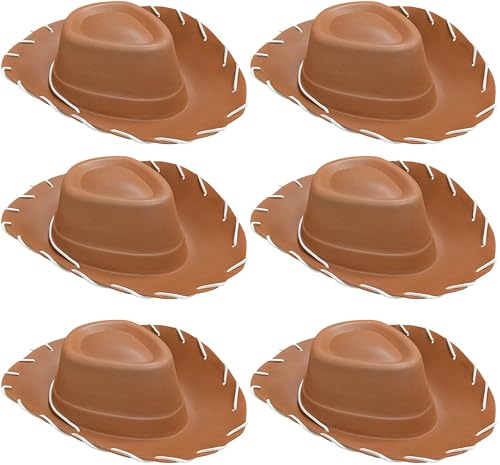 Quickdraw 6 X Kinder Braun Cowboy Hut Wilder Westen Eva Toy Story Kostüm Verkleidung Zubehör