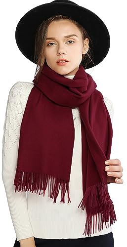 RIIQIICHY Pashmina Schal Bordeaux Damen Winter Weihnachtsschal Tücher Stola Festlich für Abendkleider Damenschal Winterschal Kuschelig