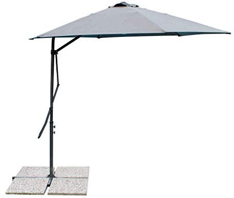 Milani Home s.r.l.s. Ombrellone Da Giardino 2 X 3 Palo Laterale Telo Grigio Per Esterno Ristorante Gelateria Bar Hotel Albergo