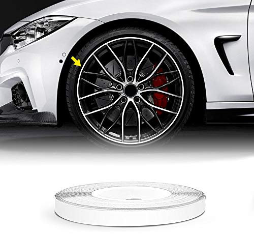 4R Quattroerre.it 10300 Wheel Trim Strisce Adesive Rifrangenti per Cerchi Auto, Bianco, 5 mm x 6 mt