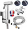 BbfStyle - Marque Française - SUS 304 Double Jet - Standard Français (3/8) - Kit douchette WC pour l'hygiène intime avec Vanne 3 voies - Métallique - Finition Nickel Brossé - Taharet Taharat